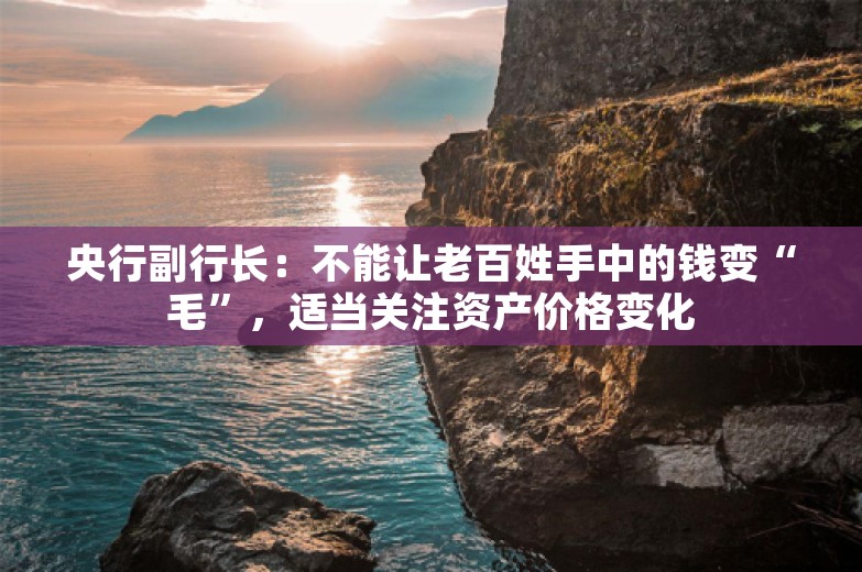 央行副行长：不能让老百姓手中的钱变“毛”，适当关注资产价格变化