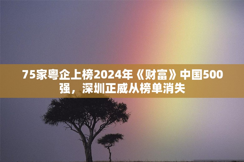 75家粤企上榜2024年《财富》中国500强，深圳正威从榜单消失