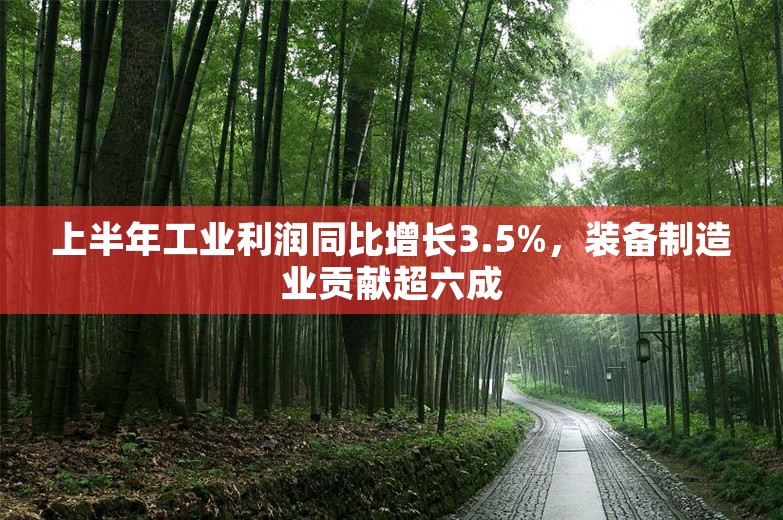 上半年工业利润同比增长3.5%，装备制造业贡献超六成