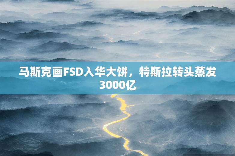 马斯克画FSD入华大饼，特斯拉转头蒸发3000亿