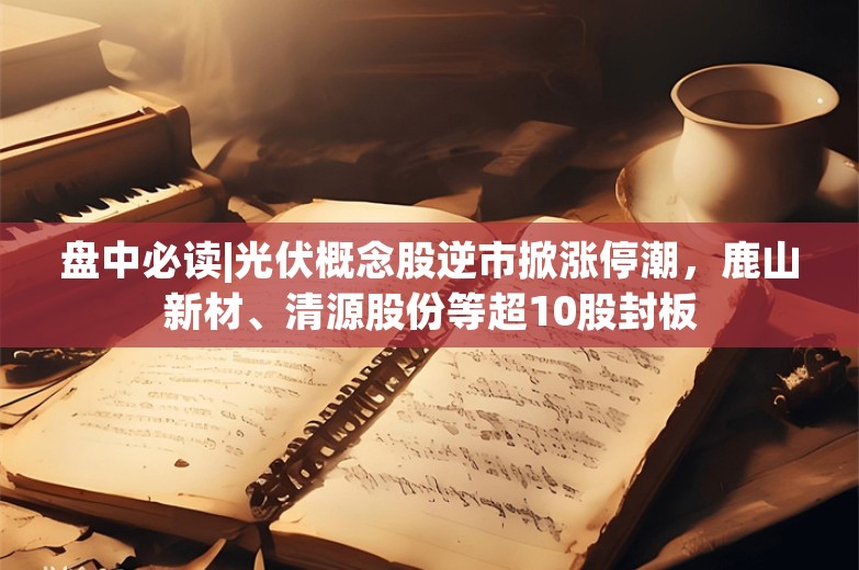 盘中必读|光伏概念股逆市掀涨停潮，鹿山新材、清源股份等超10股封板