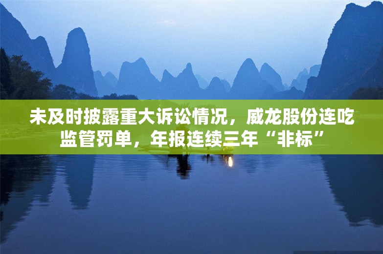 未及时披露重大诉讼情况，威龙股份连吃监管罚单，年报连续三年“非标”