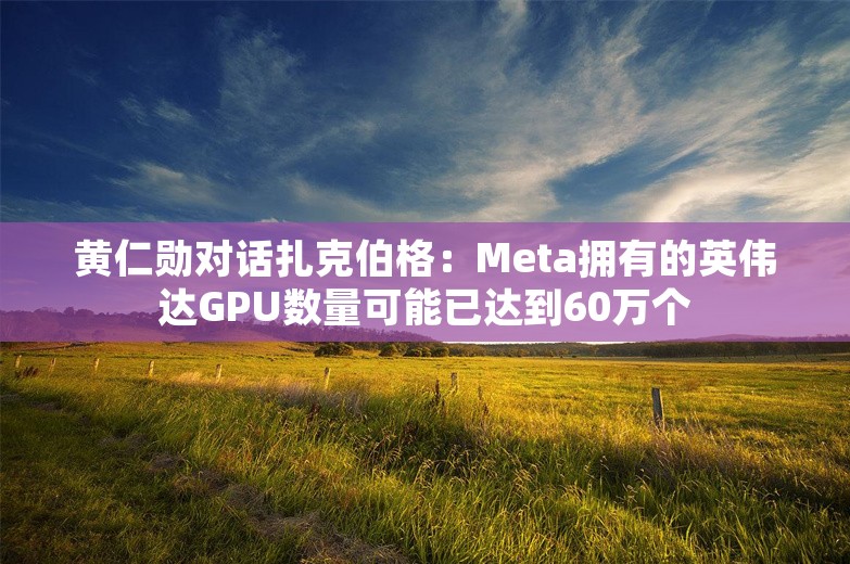 黄仁勋对话扎克伯格：Meta拥有的英伟达GPU数量可能已达到60万个