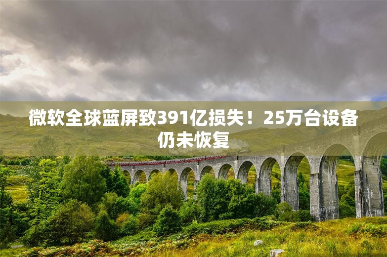 微软全球蓝屏致391亿损失！25万台设备仍未恢复