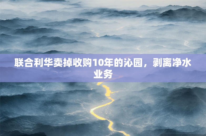 联合利华卖掉收购10年的沁园，剥离净水业务