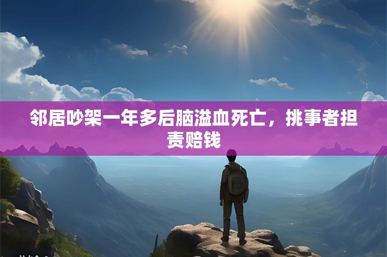 邻居吵架一年多后脑溢血死亡，挑事者担责赔钱