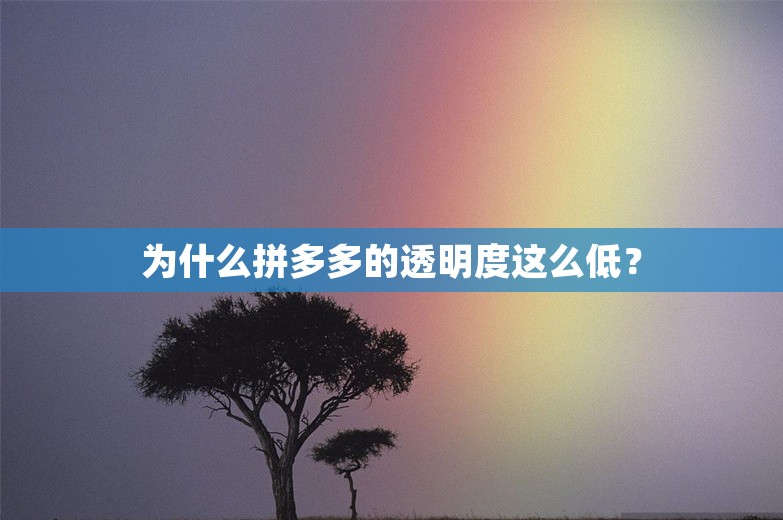 为什么拼多多的透明度这么低？