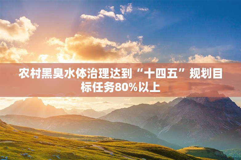 农村黑臭水体治理达到“十四五”规划目标任务80%以上