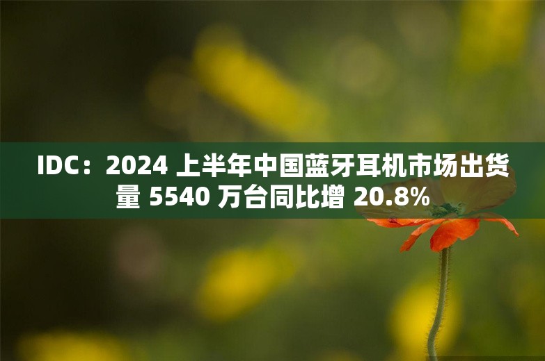 IDC：2024 上半年中国蓝牙耳机市场出货量 5540 万台同比增 20.8%