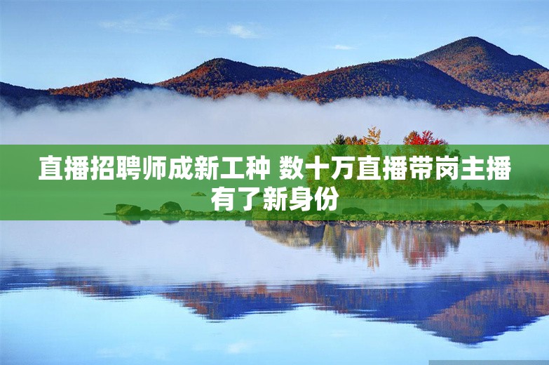 直播招聘师成新工种 数十万直播带岗主播有了新身份