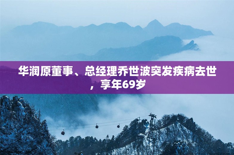 华润原董事、总经理乔世波突发疾病去世，享年69岁