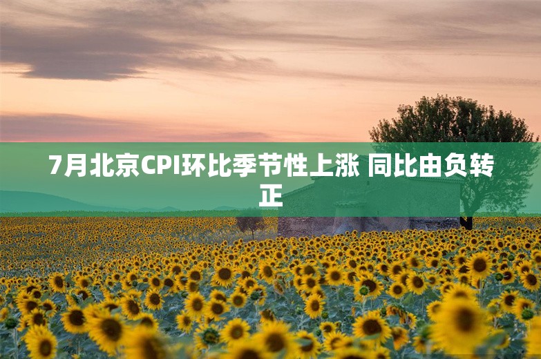 7月北京CPI环比季节性上涨 同比由负转正