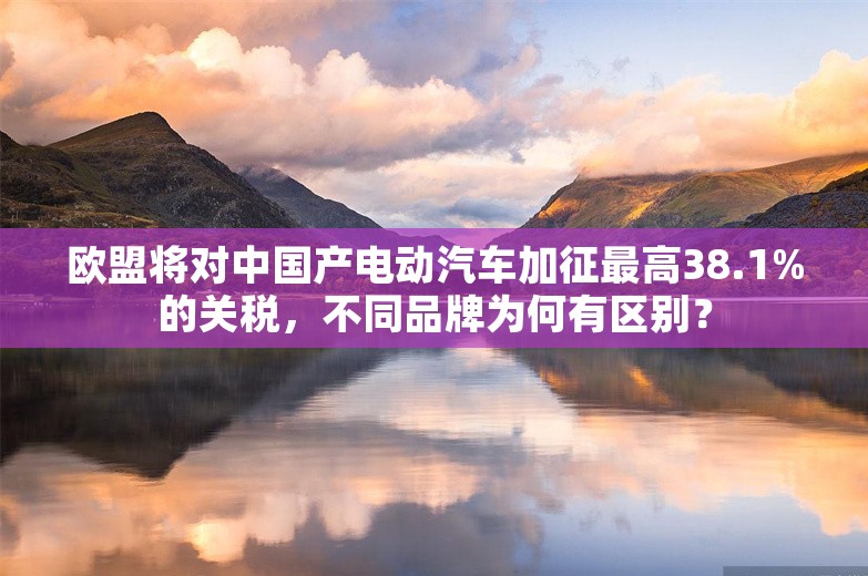 欧盟将对中国产电动汽车加征最高38.1%的关税，不同品牌为何有区别？