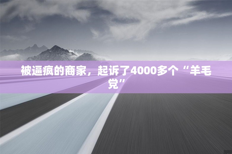 被逼疯的商家，起诉了4000多个“羊毛党”