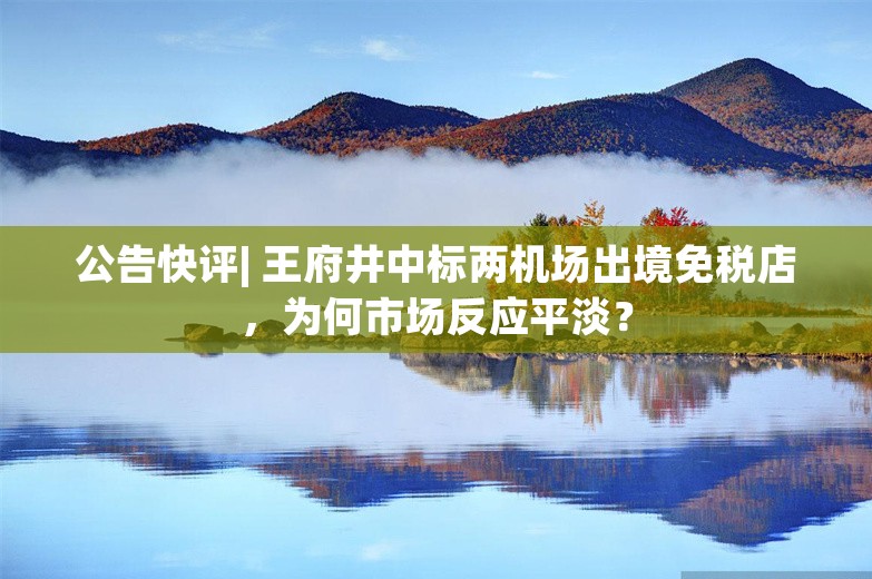 公告快评| 王府井中标两机场出境免税店，为何市场反应平淡？