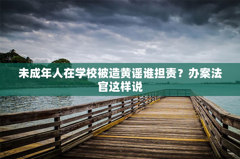 未成年人在学校被造黄谣谁担责？办案法官这样说