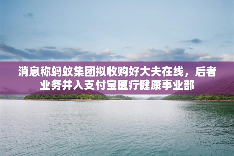 消息称蚂蚁集团拟收购好大夫在线，后者业务并入支付宝医疗健康事业部