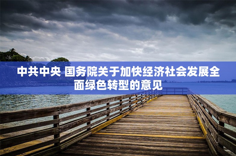 中共中央 国务院关于加快经济社会发展全面绿色转型的意见