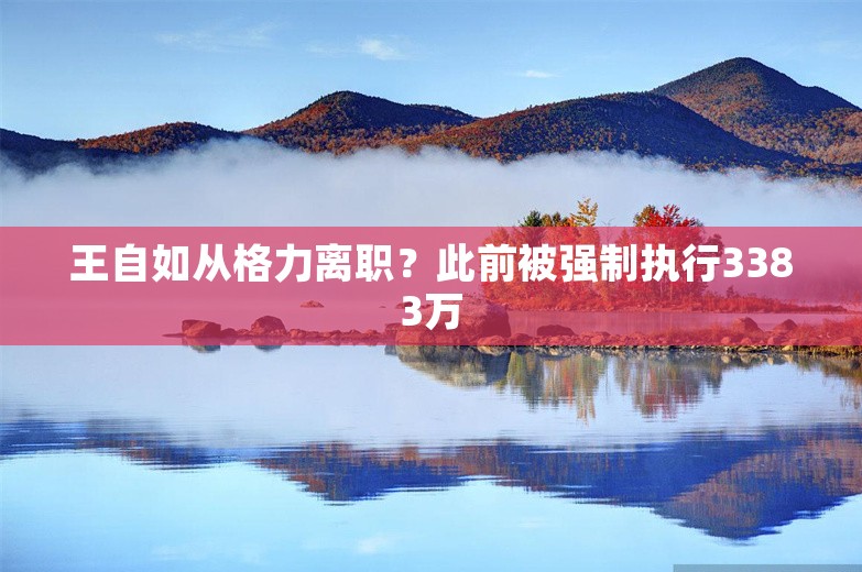 王自如从格力离职？此前被强制执行3383万