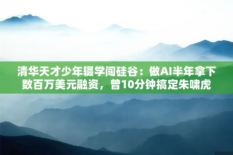 清华天才少年辍学闯硅谷：做AI半年拿下数百万美元融资，曾10分钟搞定朱啸虎