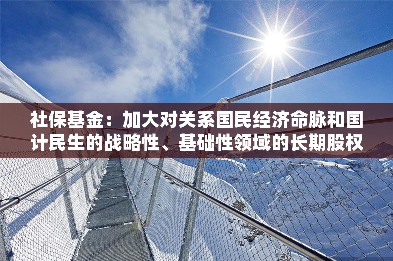 社保基金：加大对关系国民经济命脉和国计民生的战略性、基础性领域的长期股权投资力度