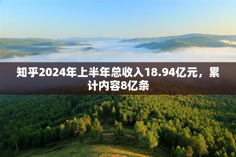 知乎2024年上半年总收入18.94亿元，累计内容8亿条