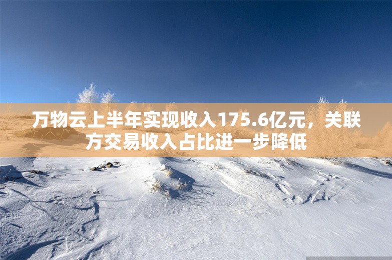 万物云上半年实现收入175.6亿元，关联方交易收入占比进一步降低