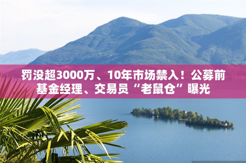 罚没超3000万、10年市场禁入！公募前基金经理、交易员“老鼠仓”曝光