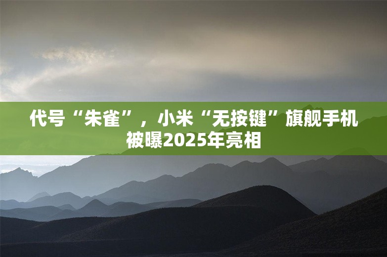 代号“朱雀”，小米“无按键”旗舰手机被曝2025年亮相