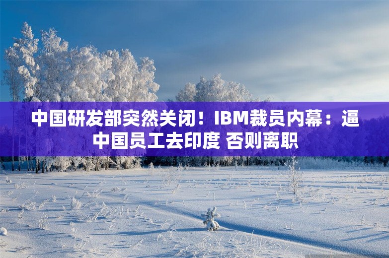 中国研发部突然关闭！IBM裁员内幕：逼中国员工去印度 否则离职