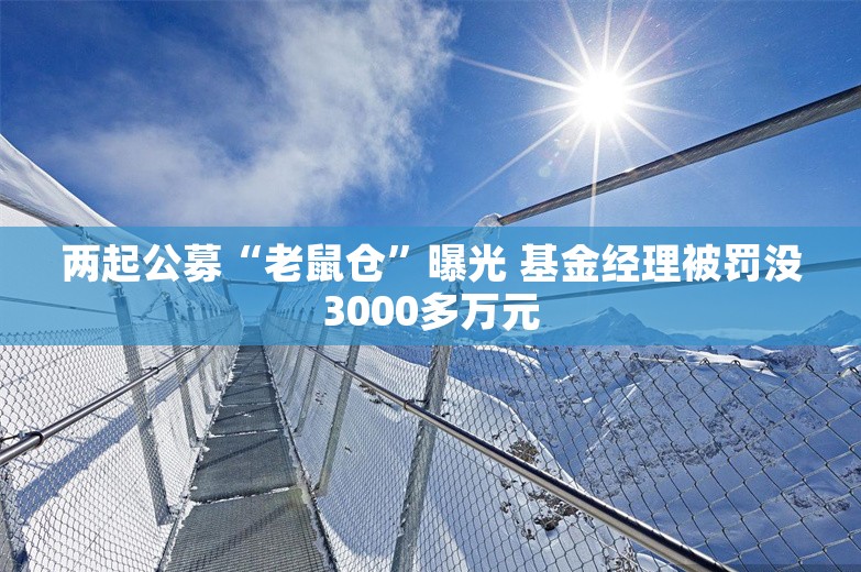 两起公募“老鼠仓”曝光 基金经理被罚没3000多万元