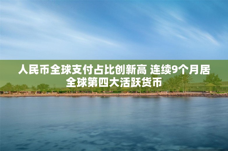 人民币全球支付占比创新高 连续9个月居全球第四大活跃货币