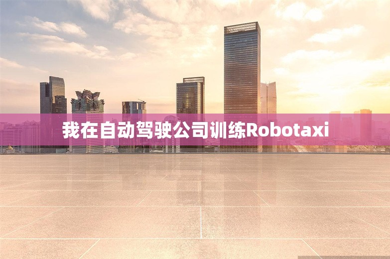 我在自动驾驶公司训练Robotaxi