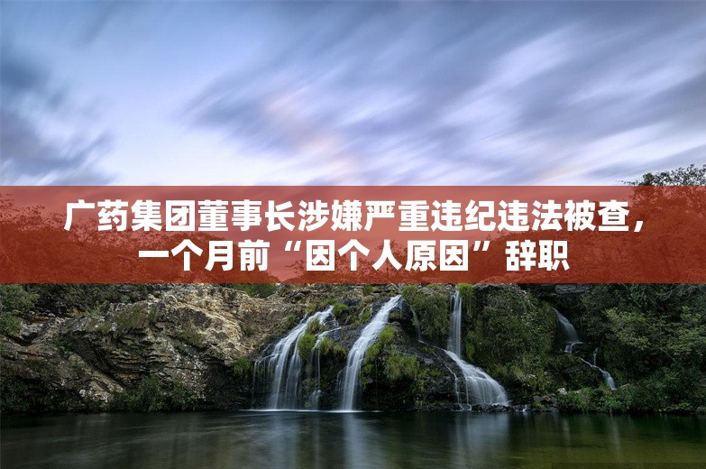 广药集团董事长涉嫌严重违纪违法被查，一个月前“因个人原因”辞职