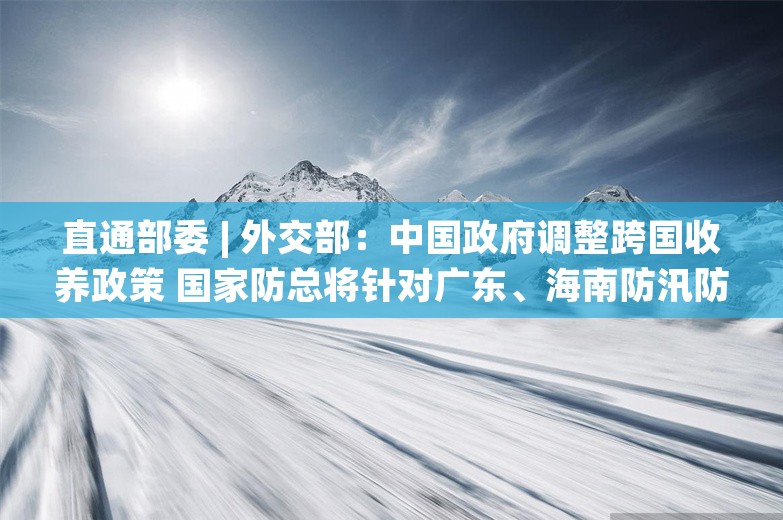 直通部委 | 外交部：中国政府调整跨国收养政策 国家防总将针对广东、海南防汛防台风应急响应提升至二级