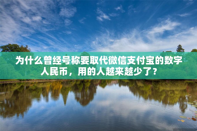 为什么曾经号称要取代微信支付宝的数字人民币，用的人越来越少了？