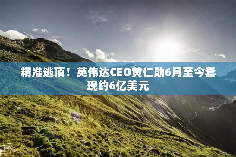 精准逃顶！英伟达CEO黄仁勋6月至今套现约6亿美元