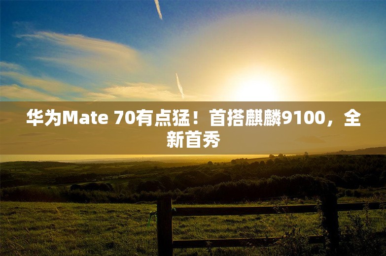 华为Mate 70有点猛！首搭麒麟9100，全新首秀