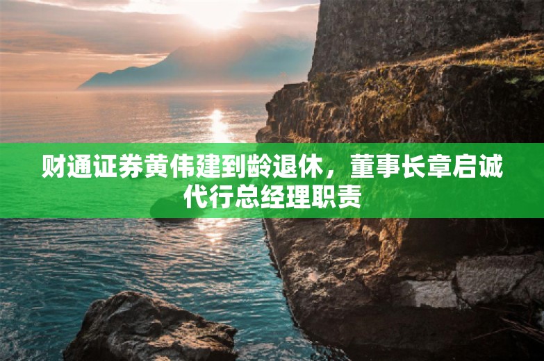 财通证券黄伟建到龄退休，董事长章启诚代行总经理职责