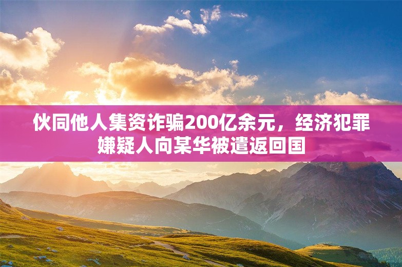 伙同他人集资诈骗200亿余元，经济犯罪嫌疑人向某华被遣返回国