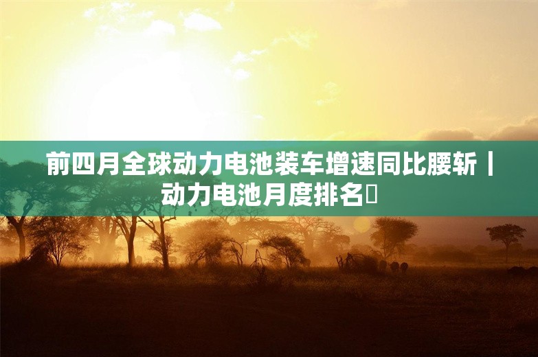 前四月全球动力电池装车增速同比腰斩｜动力电池月度排名⑪