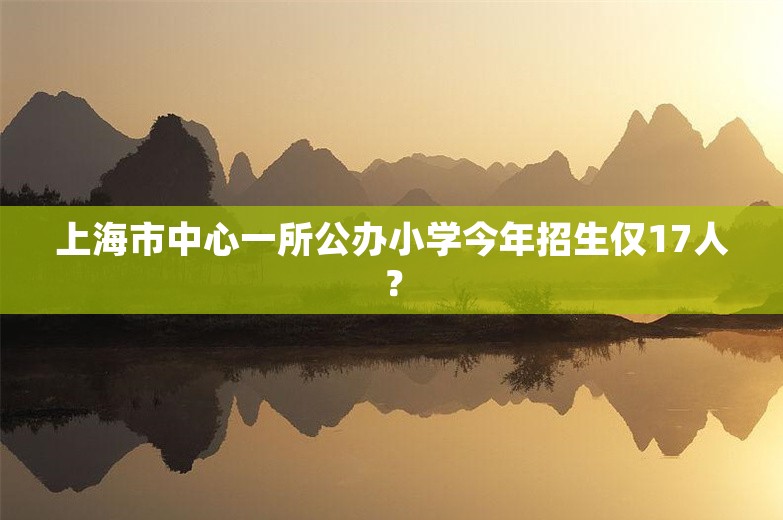 上海市中心一所公办小学今年招生仅17人？