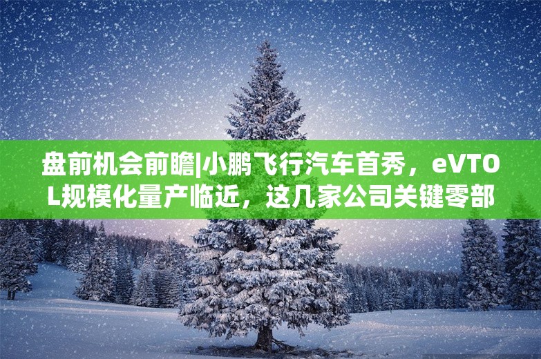 盘前机会前瞻|小鹏飞行汽车首秀，eVTOL规模化量产临近，这几家公司关键零部件已经批量供货小鹏汇天（附概念股）