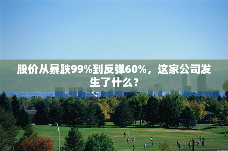 股价从暴跌99%到反弹60%，这家公司发生了什么？