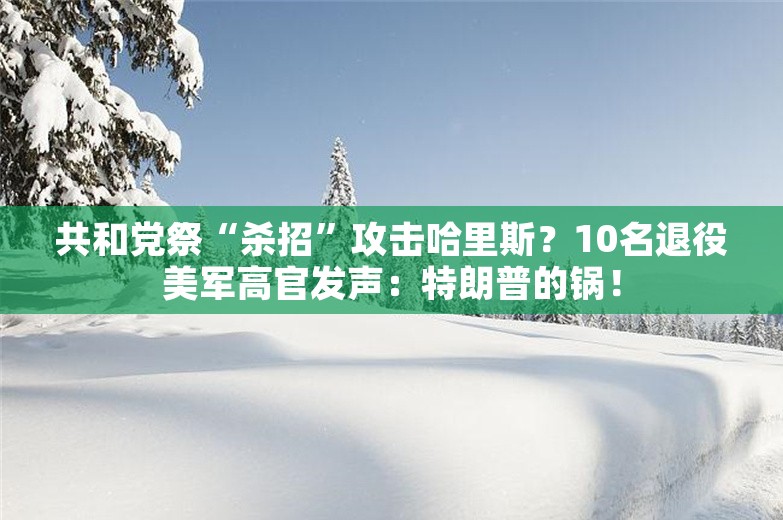 共和党祭“杀招”攻击哈里斯？10名退役美军高官发声：特朗普的锅！