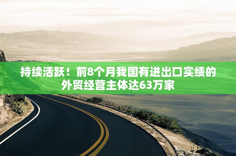 持续活跃！前8个月我国有进出口实绩的外贸经营主体达63万家