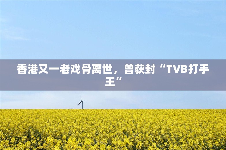 香港又一老戏骨离世，曾获封“TVB打手王”