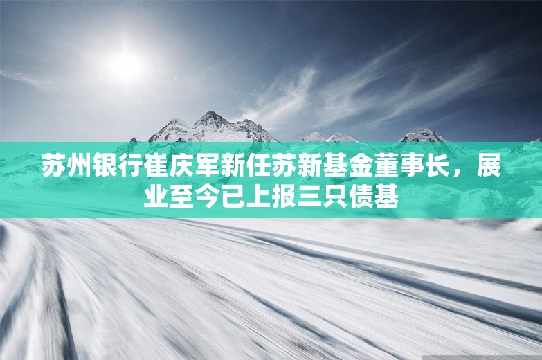 苏州银行崔庆军新任苏新基金董事长，展业至今已上报三只债基