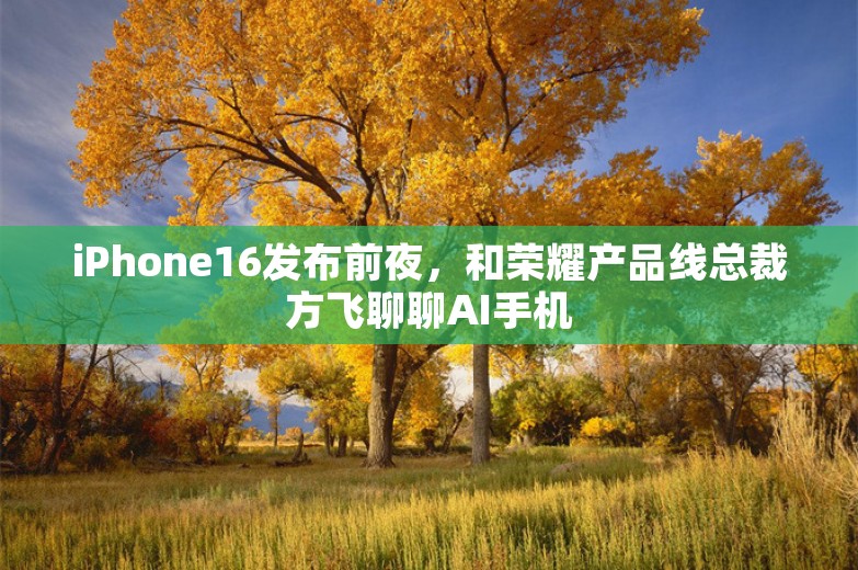 iPhone16发布前夜，和荣耀产品线总裁方飞聊聊AI手机