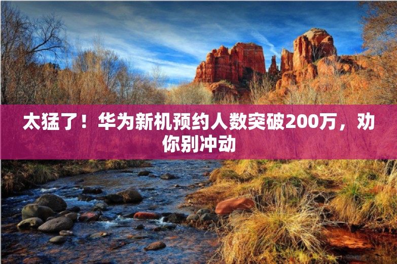 太猛了！华为新机预约人数突破200万，劝你别冲动